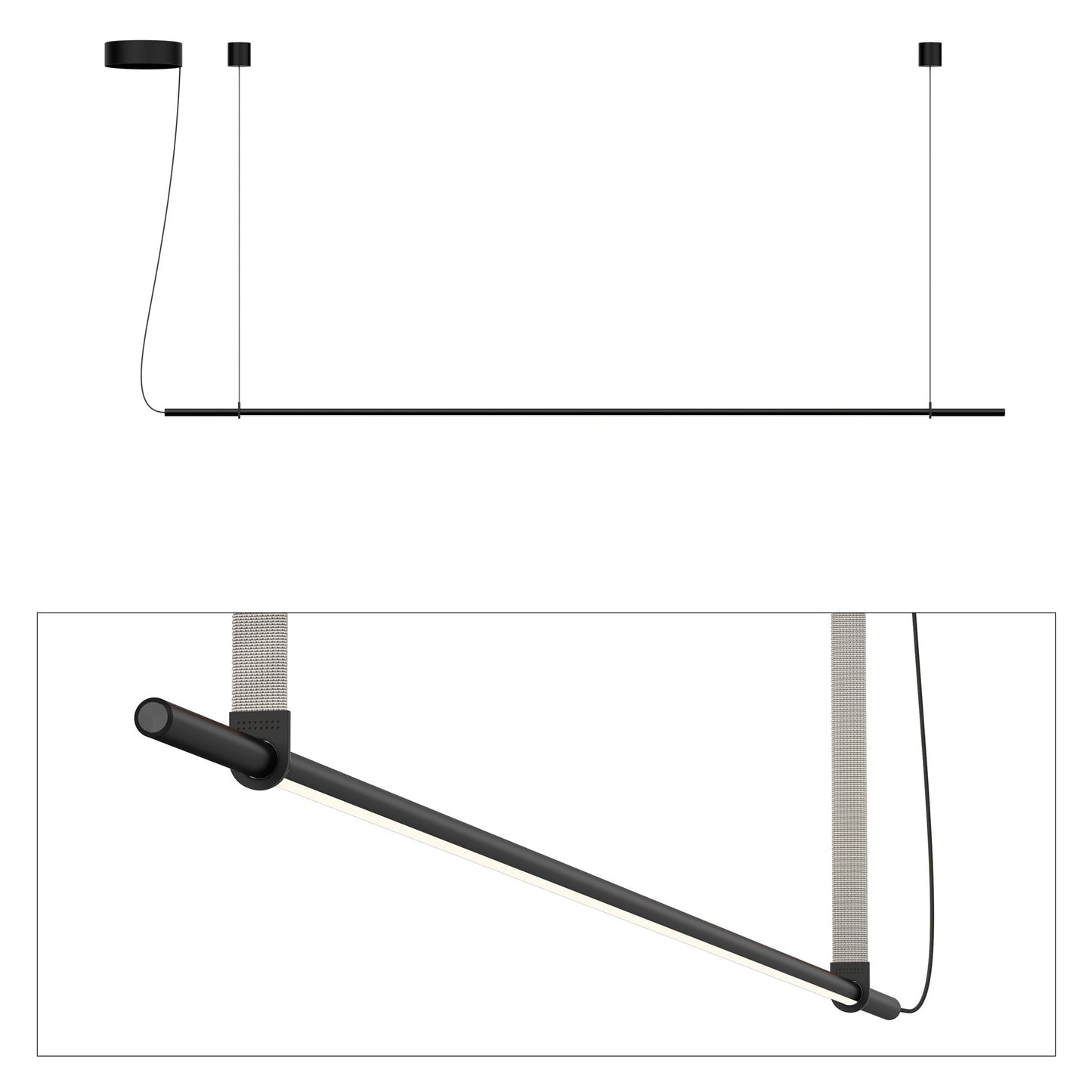 T.O. LED Pendant Light in Matte Black/Light Grey (1-Light).