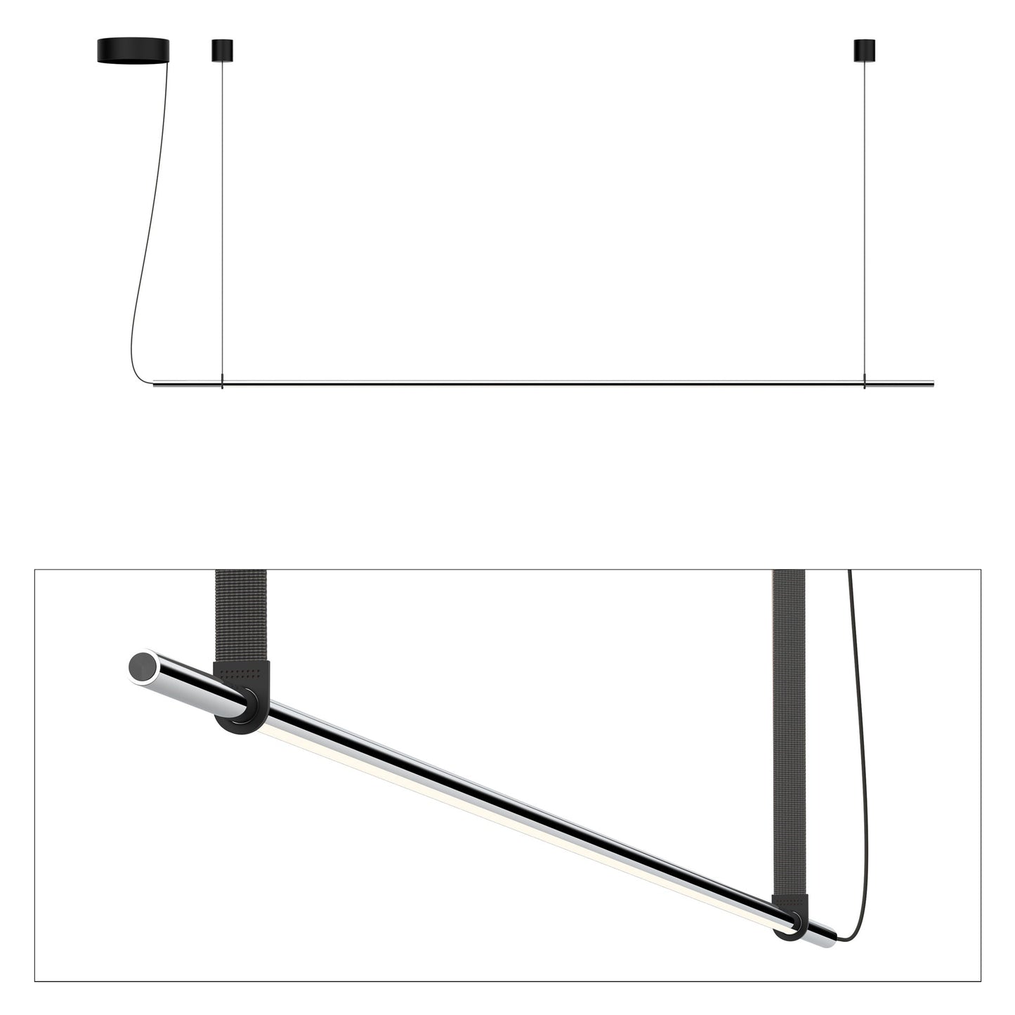 T.O. LED Pendant Light in Matte Chrome/Graphite (1-Light).