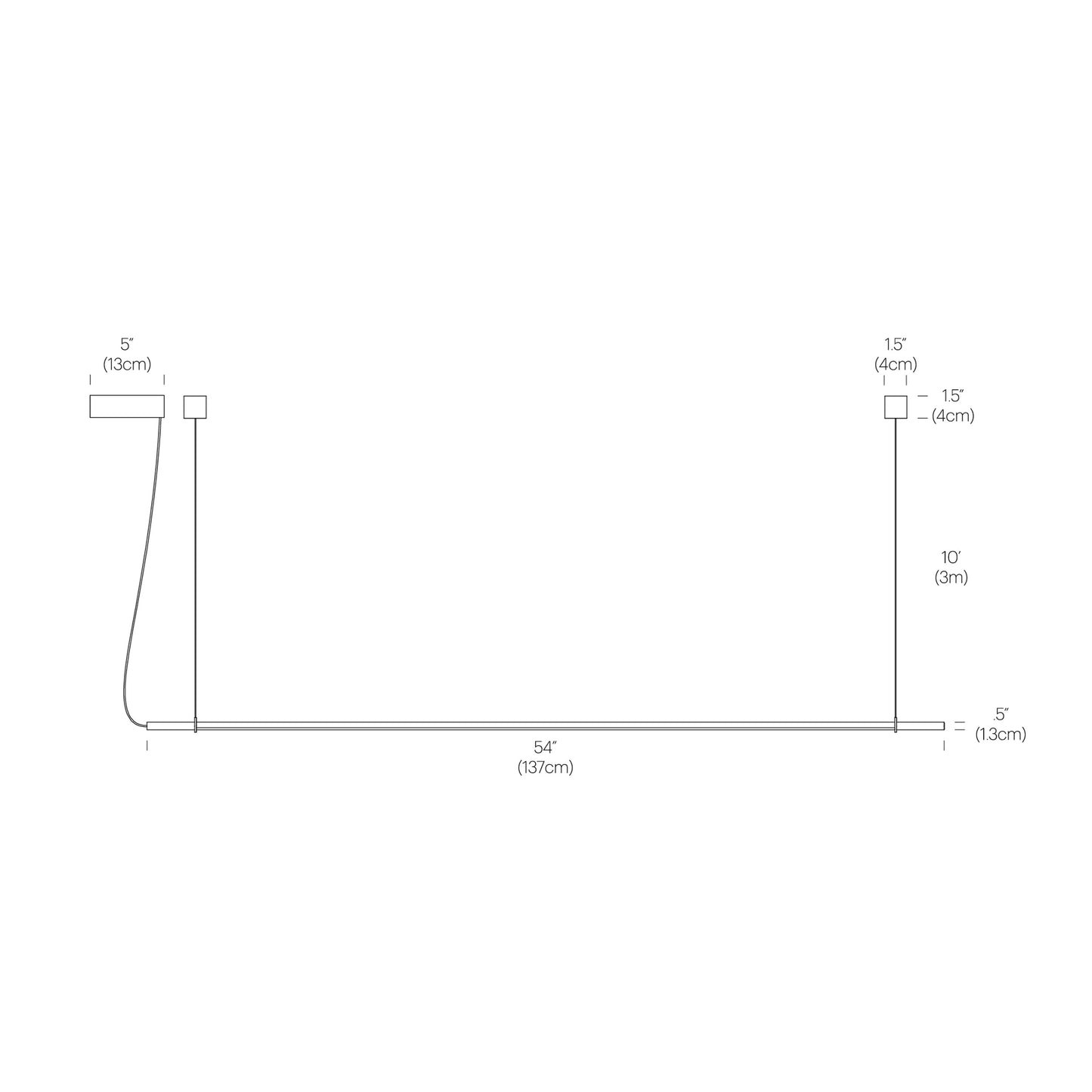 T.O. LED Pendant Light - line drawing.