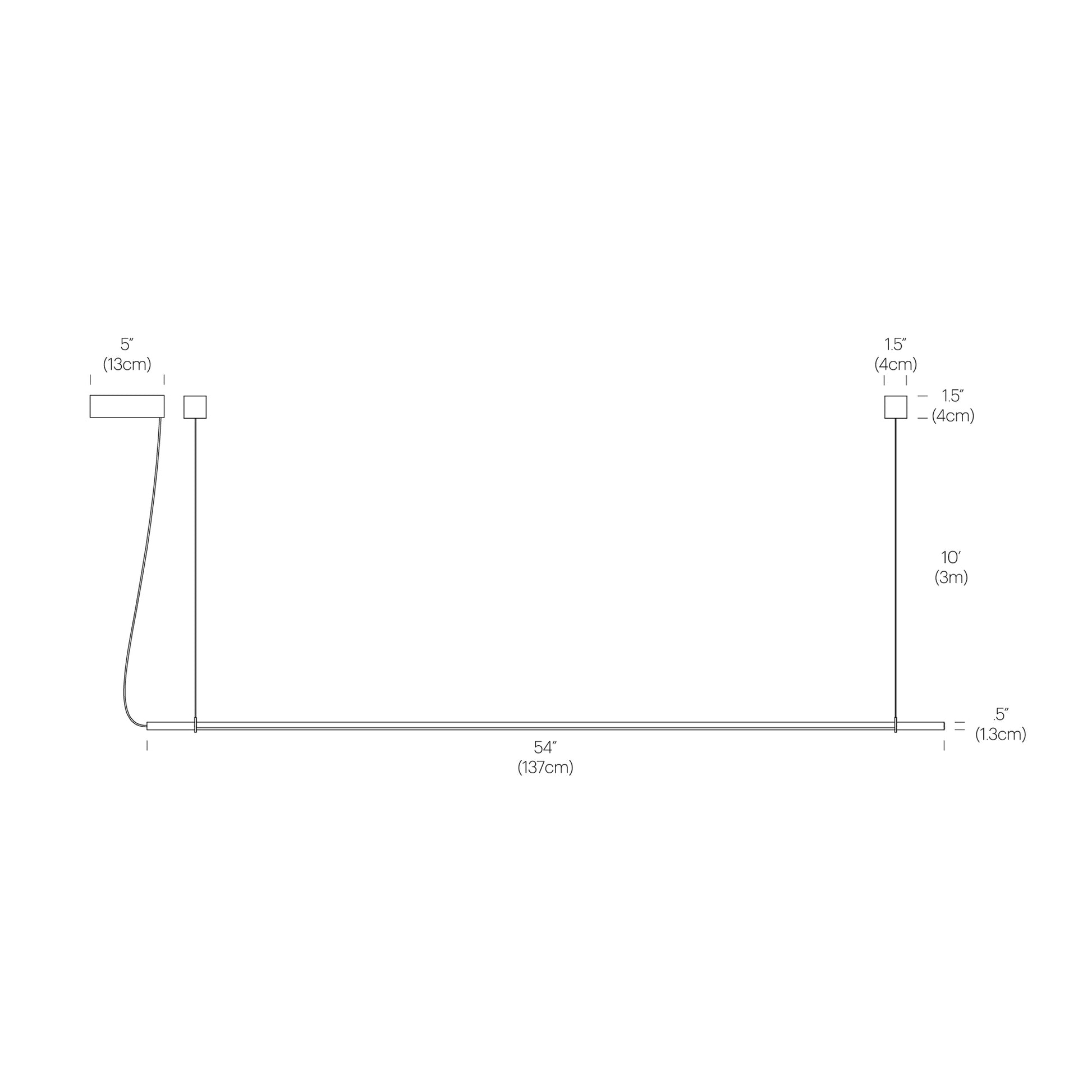 T.O. LED Pendant Light - line drawing.