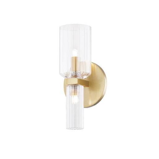 Tabitha Bath Vanity Light in Clear and Brass.