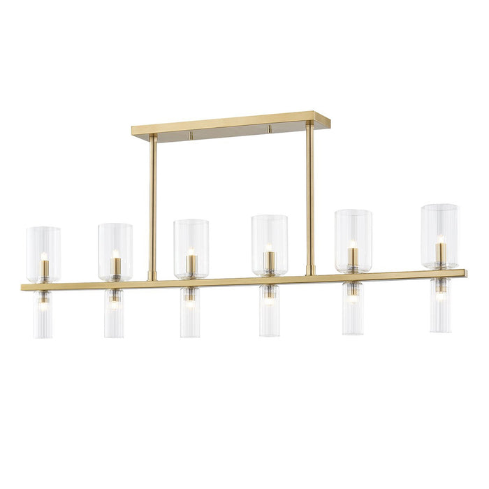Tabitha Linear Suspension Light in Clear and Brass.