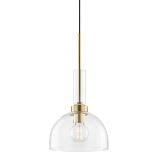 Tabitha Pendant Light in Clear and Brass.