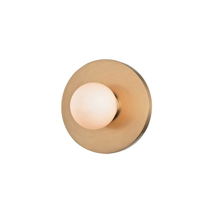 Taft LED Bath Wall Light in Aged Brass.