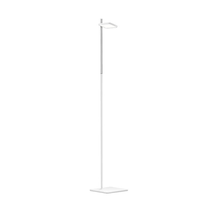 Talia LED Floor Lamp in White/Silver Post.