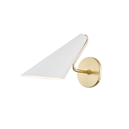 Talia Wall Light in White and Brass.
