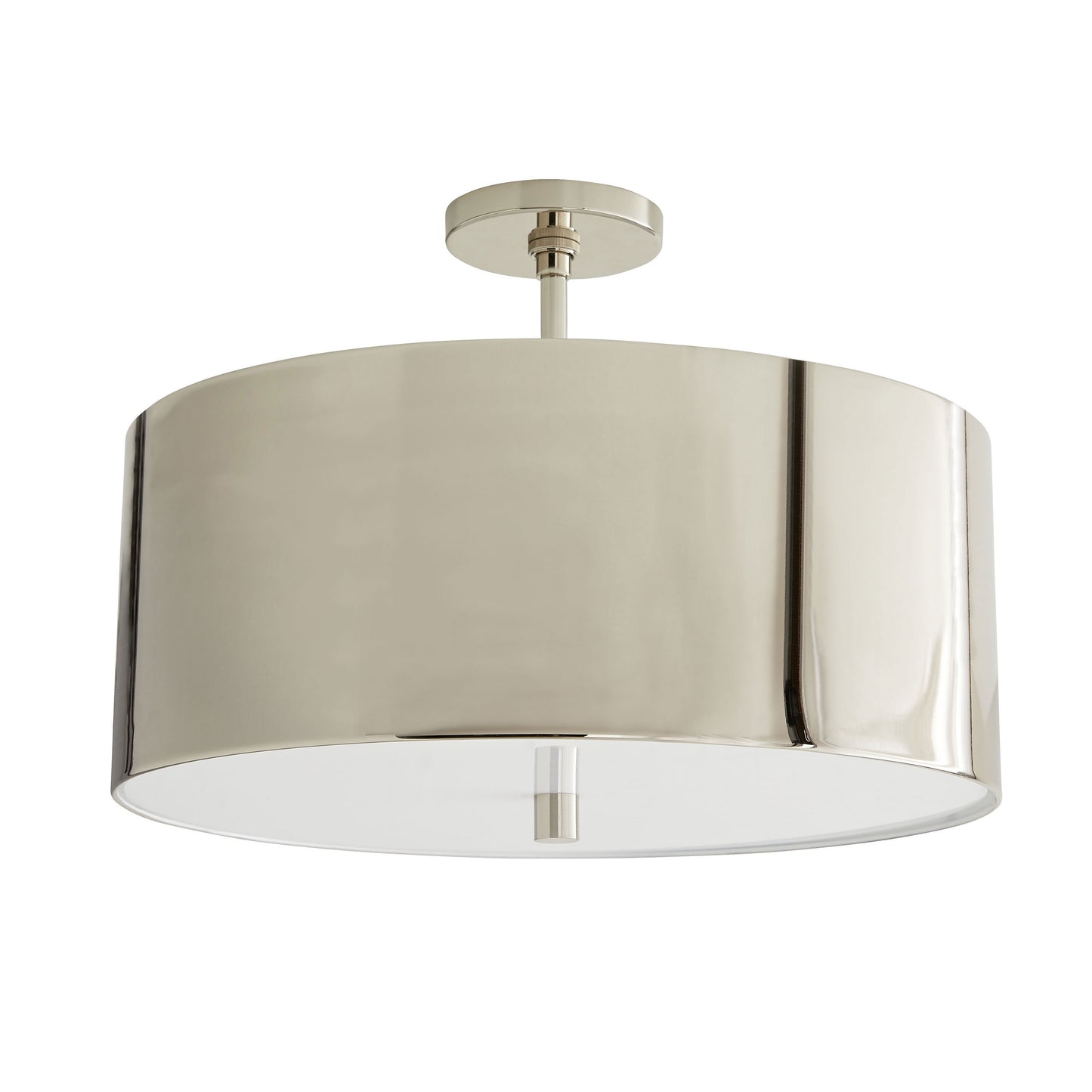 Tarbell Semi-Flush Mount Ceiling Light in Polished Nickel.