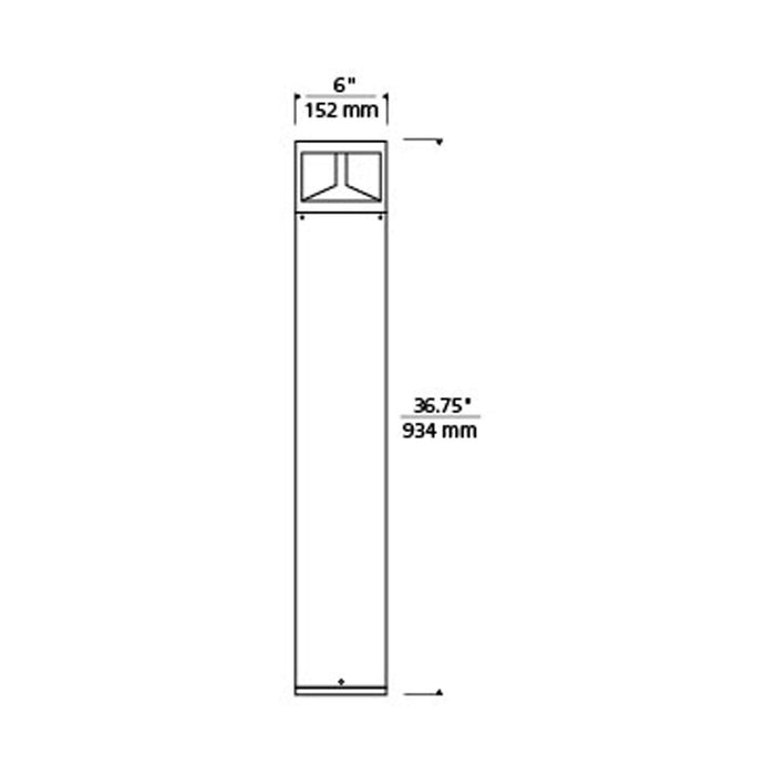 Arkay Two 36 Outdoor LED Bollard - line drawing.