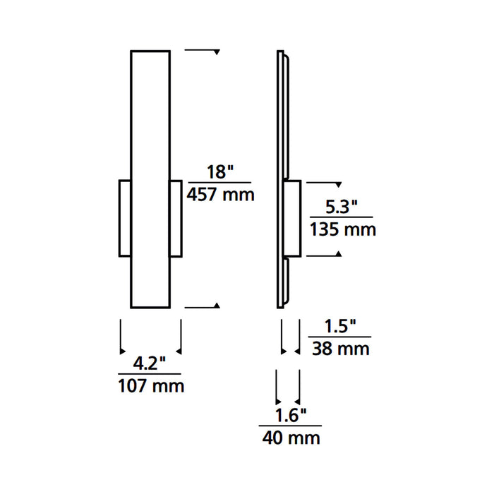Blade Outdoor LED Wall Light - line drawing.