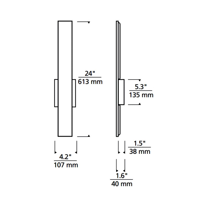 Blade Outdoor LED Wall Light - line drawing.
