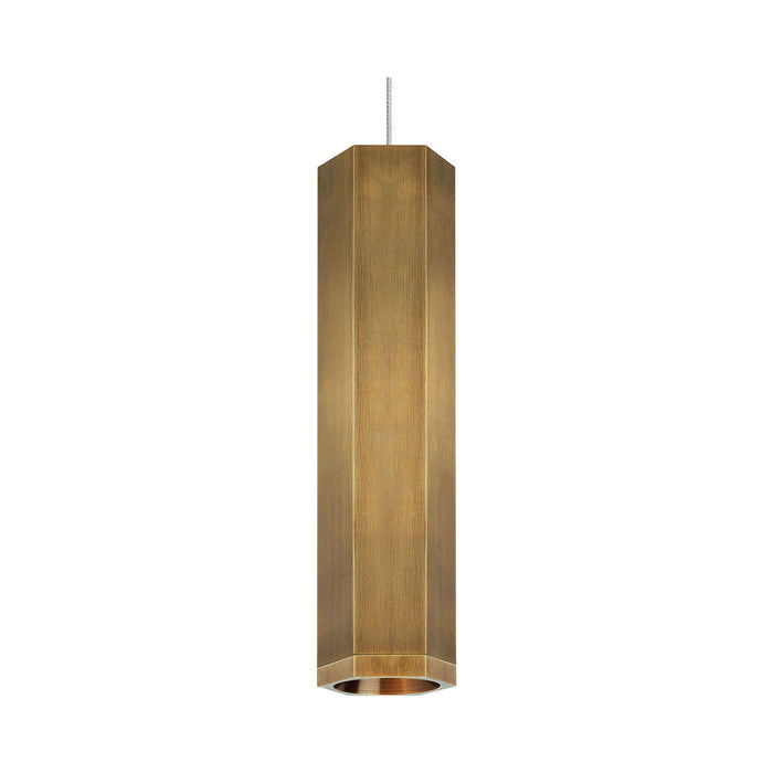 Blok Small Low Voltage Pendant Light in Aged Brass.