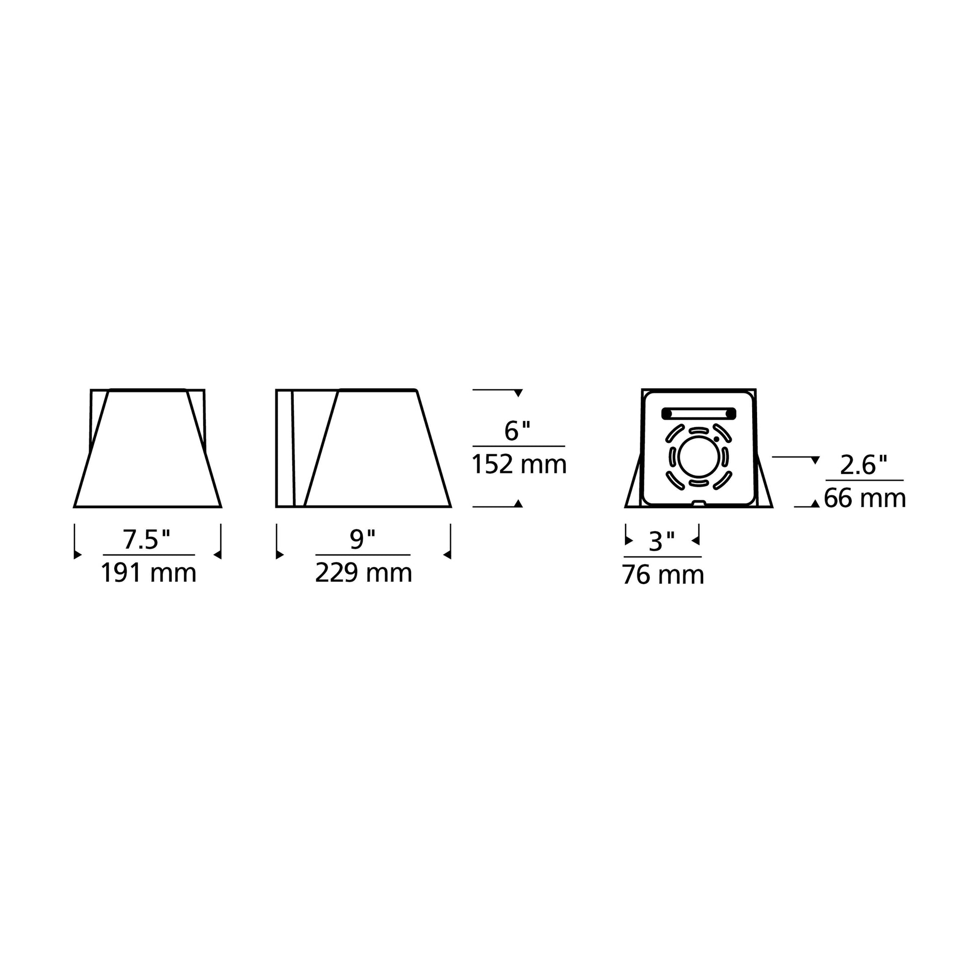 Bowman Outdoor LED Wall Light - line drawing.