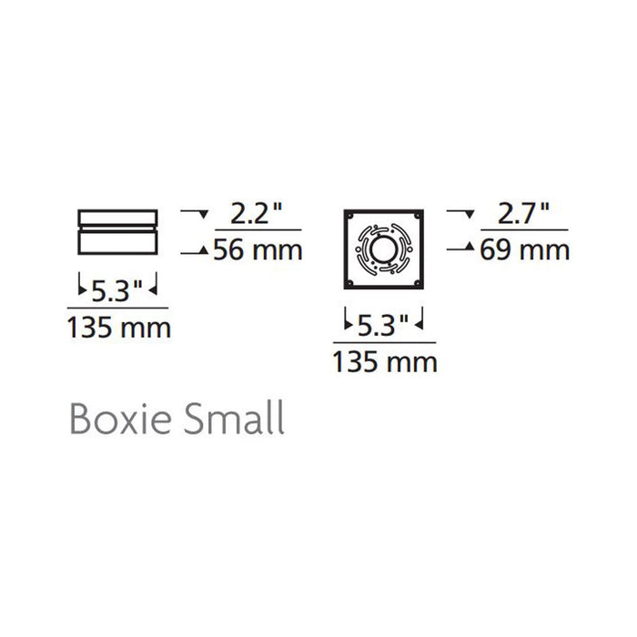 Boxie Outdoor LED Ceiling / Wall Light - line drawing.