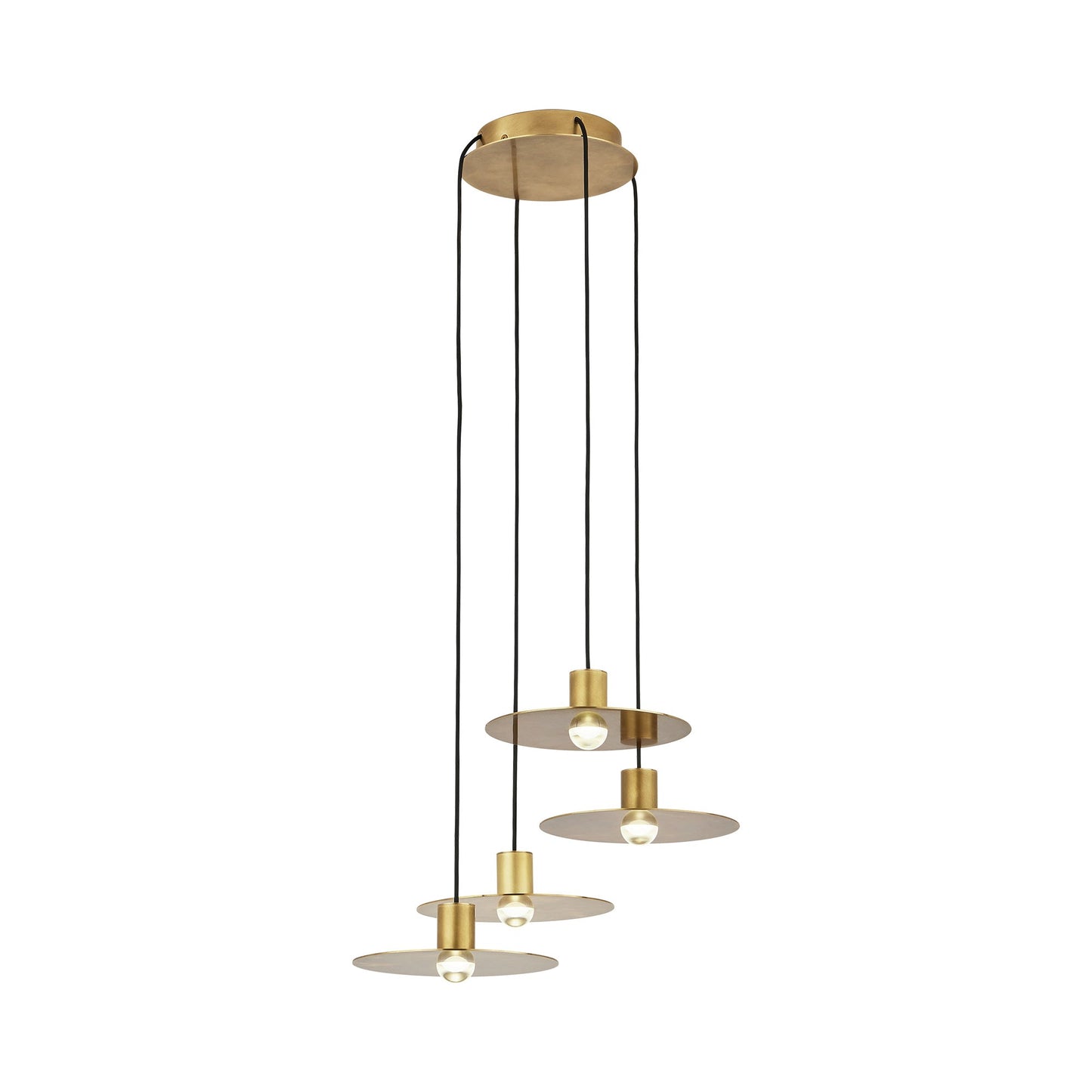 Eaves LED Multi Light Pendant Light in Natural Brass (4-Light).