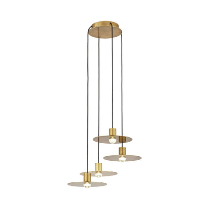 Eaves LED Multi Light Pendant Light in Natural Brass (4-Light).