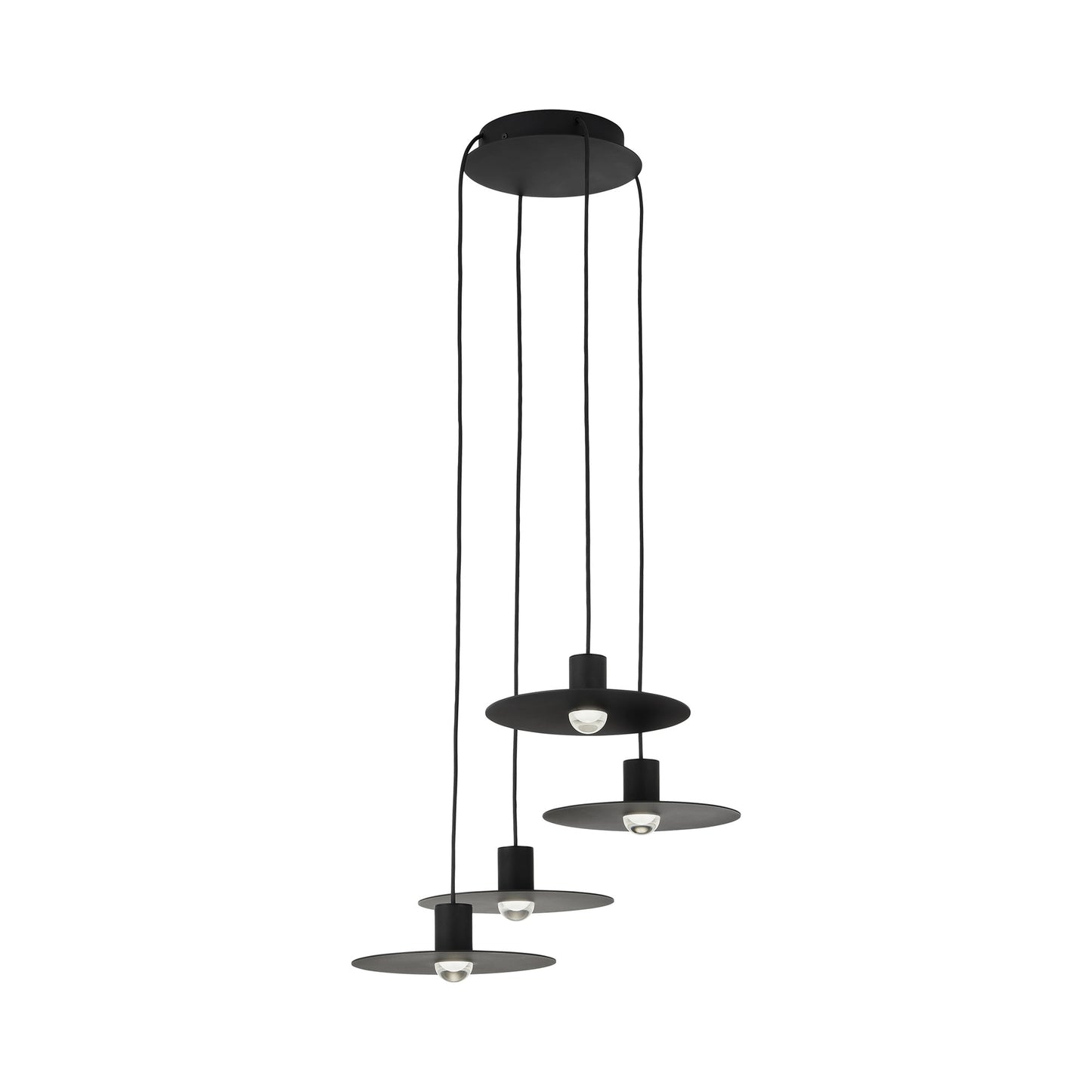 Eaves LED Multi Light Pendant Light in Nightshade Black (4-Light).