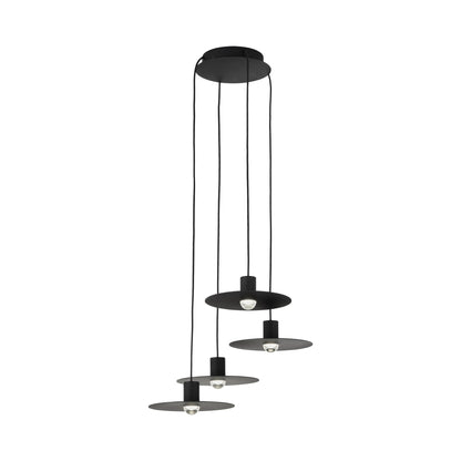 Eaves LED Multi Light Pendant Light in Nightshade Black (4-Light).