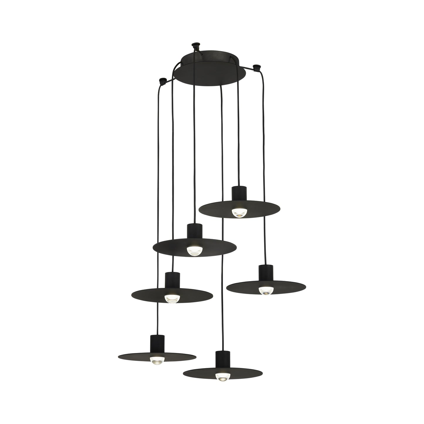 Eaves LED Multi Light Pendant Light in Nightshade Black (6-Light).