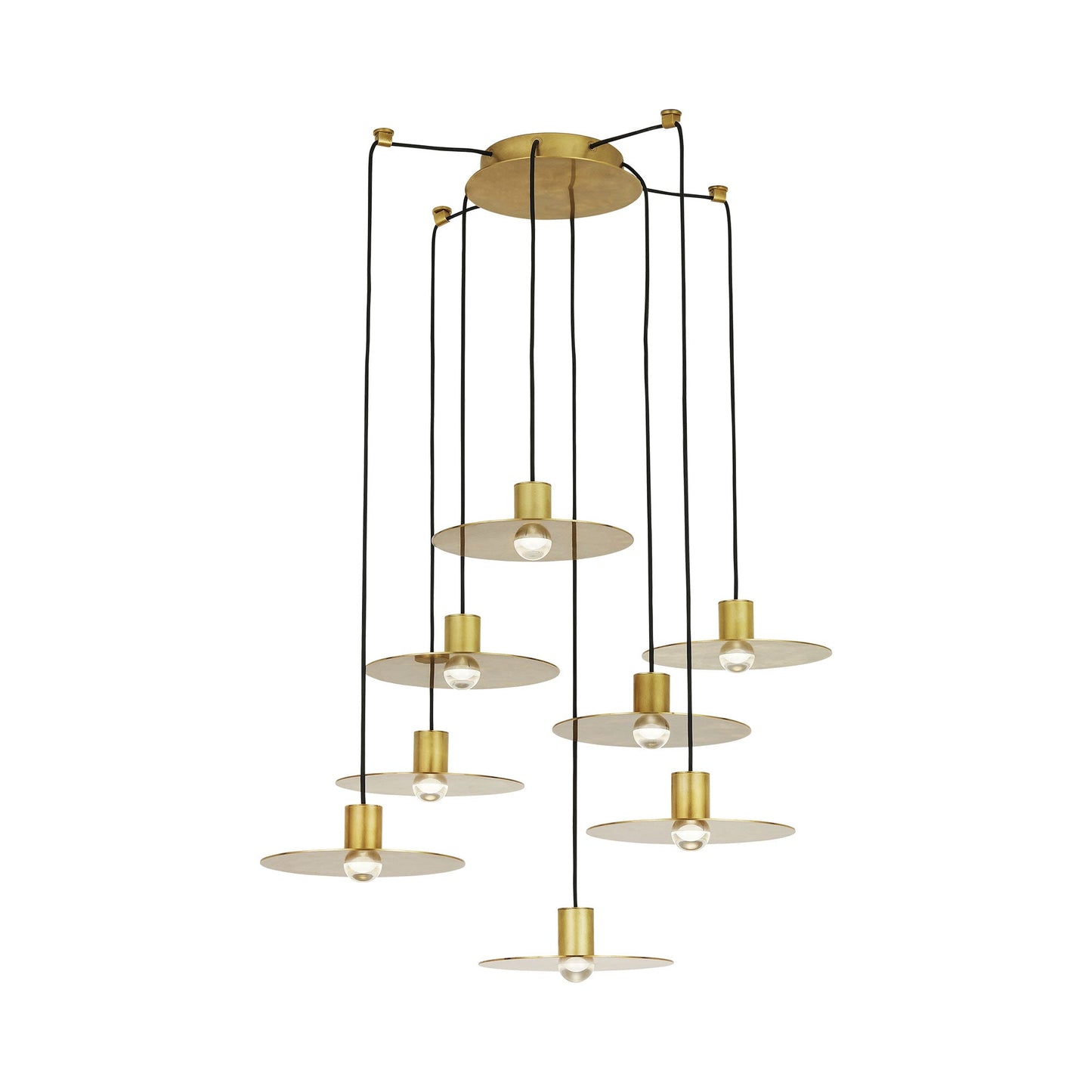 Eaves LED Multi Light Pendant Light in Natural Brass (8-Light).