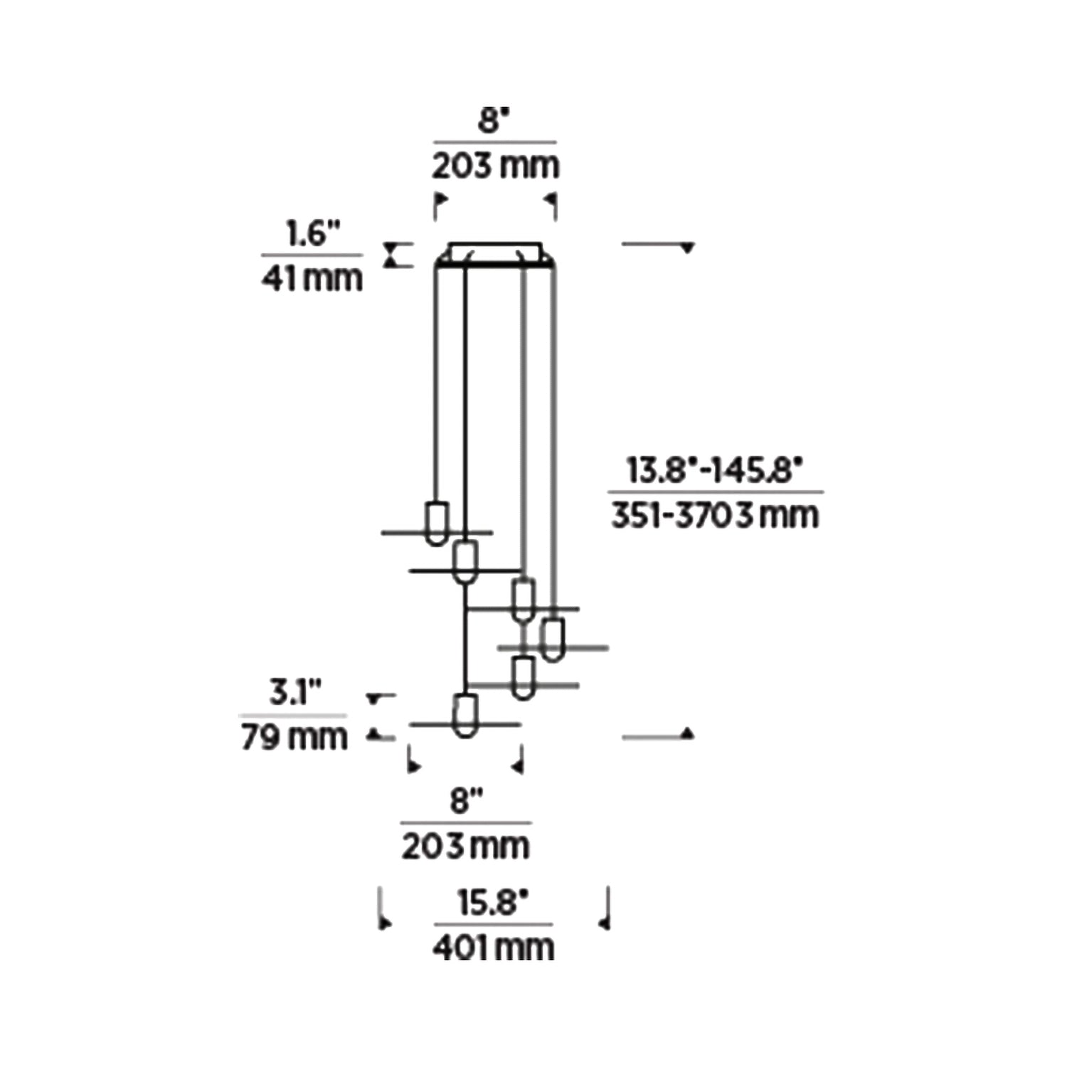 Eaves LED Multi Light Pendant Light - line drawing.