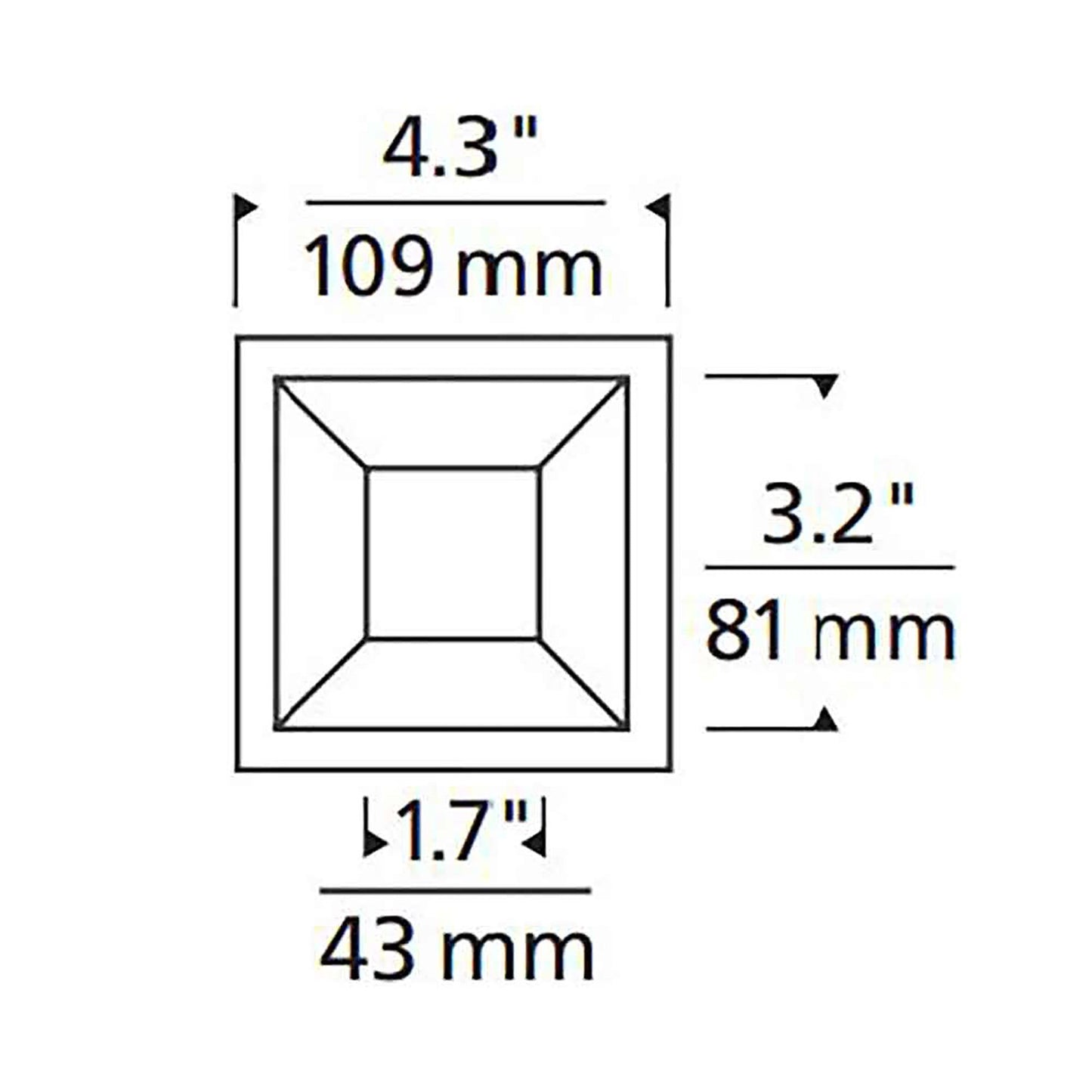 ELEMENT 3-Inch Square Bevel Recessed Trim - line drawing.