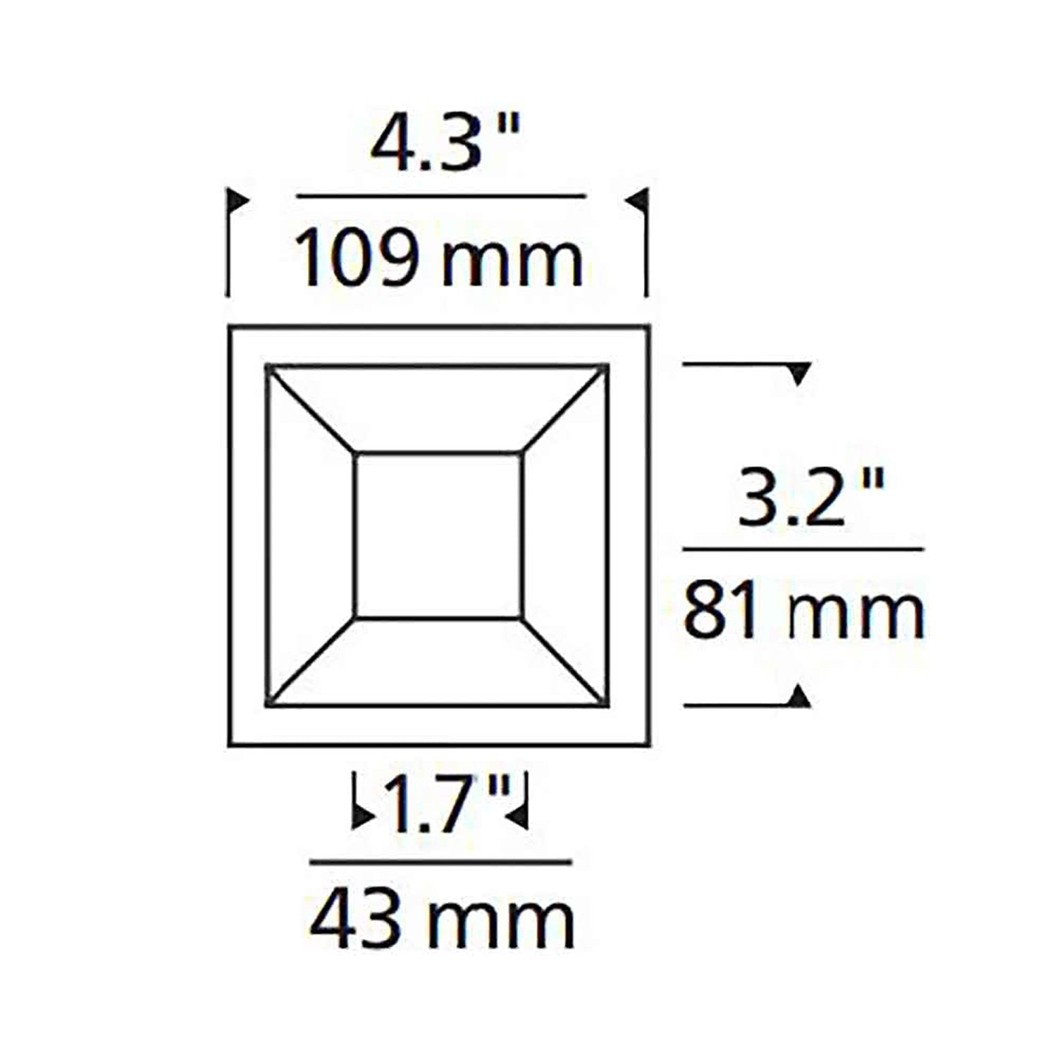 ELEMENT 3-Inch Square Bevel Recessed Trim - line drawing.