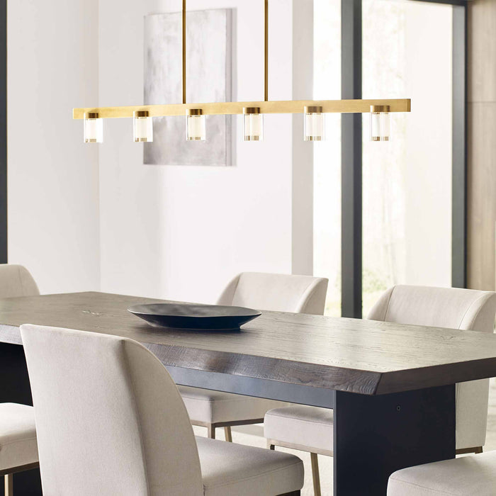 Esfera LED Linear Pendant Light in dining room.