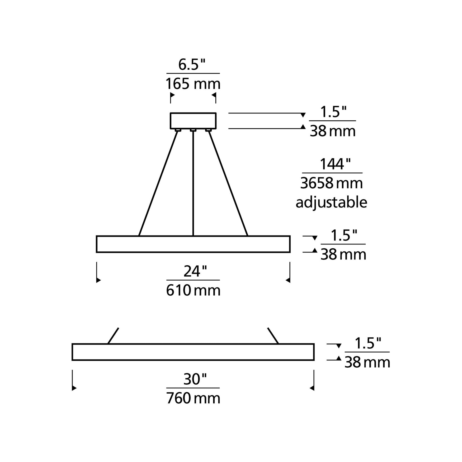 Fiama LED Suspension Light - line drawing.