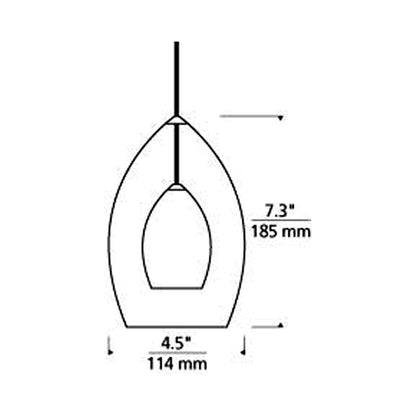 Fire Low Voltage Pendant Light - line drawing.