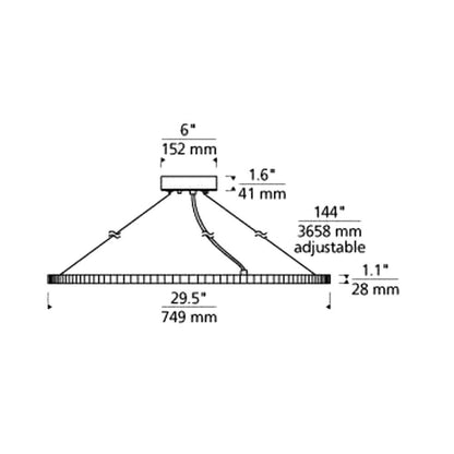 Interalce LED Chandelier - line drawing.