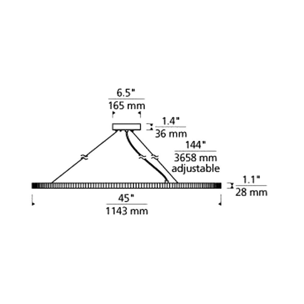 Interalce LED Chandelier - line drawing.