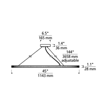 Interalce LED Chandelier - line drawing.