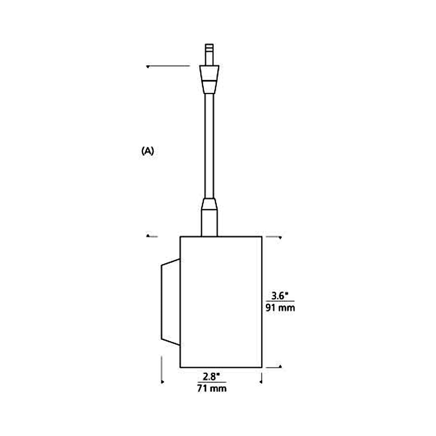 Iso Low Voltage LED MonoRail Head - line drawing.