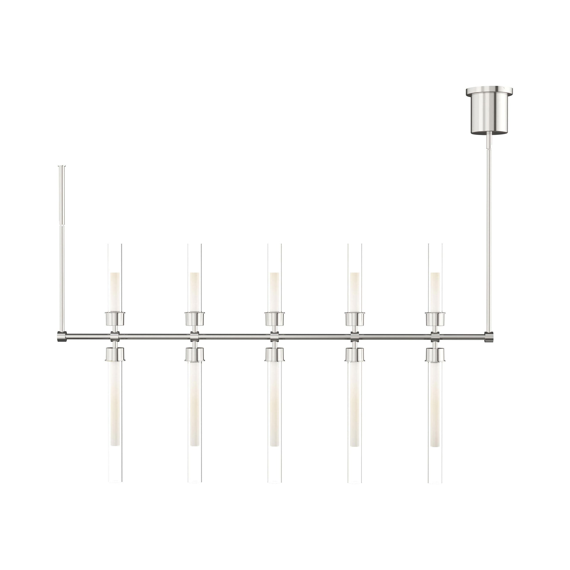 Linger LED Linear Suspension Light in Polished Nickel.