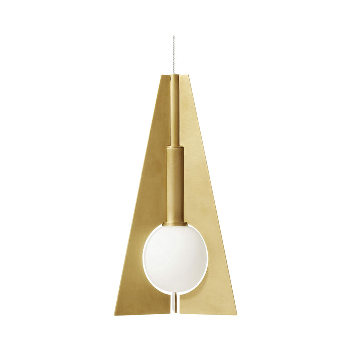 Mini Orbel Pyramid LED Low Voltage Pendant Light in Natural Brass.