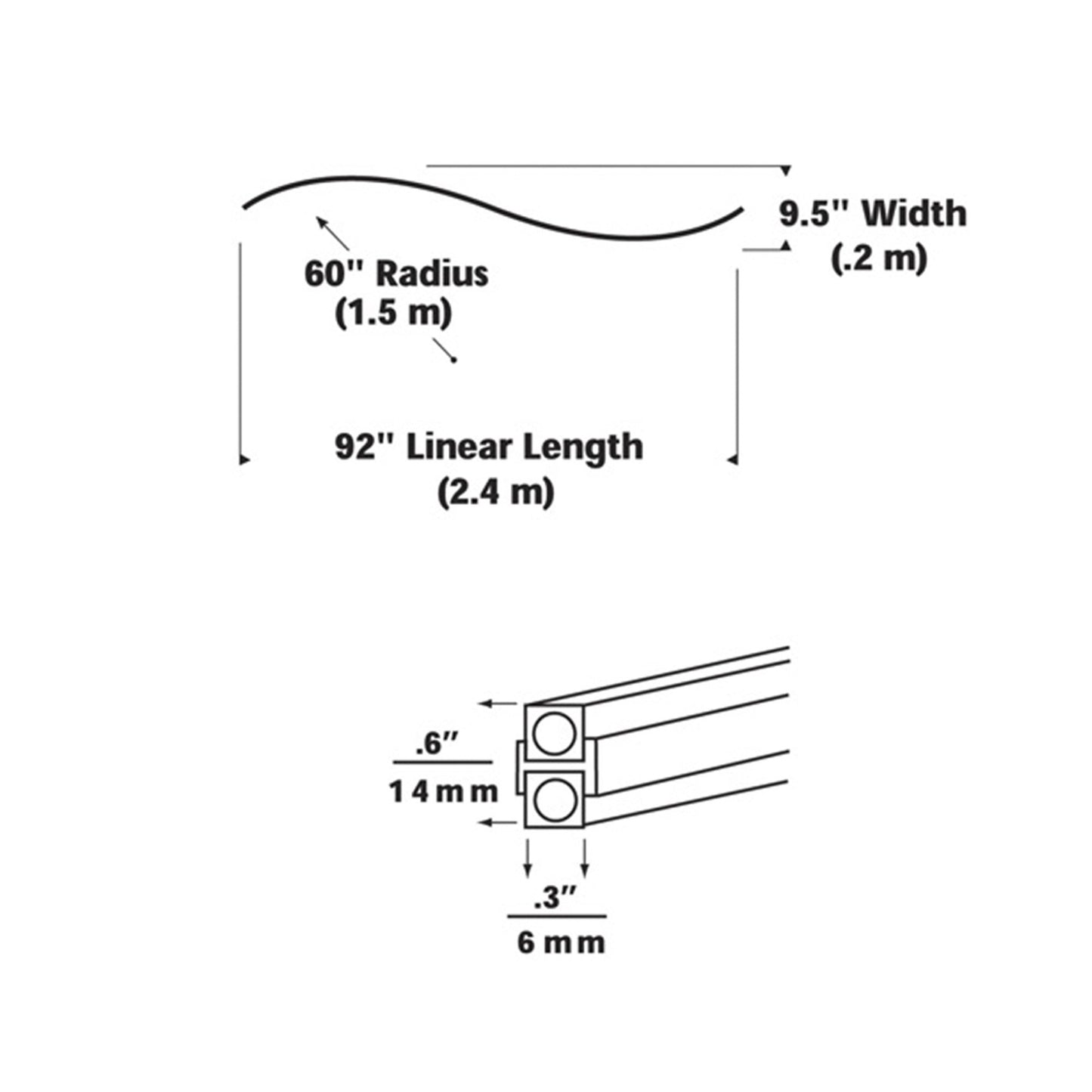 MonoRail Pre-Bent S Curve - line drawing.