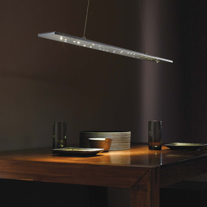 Parallax LED Linear Suspension Light in dining room.