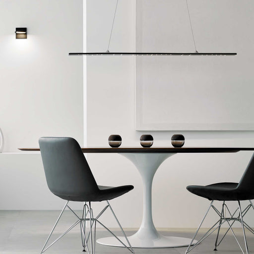 Parallax LED Linear Suspension Light in dining room.