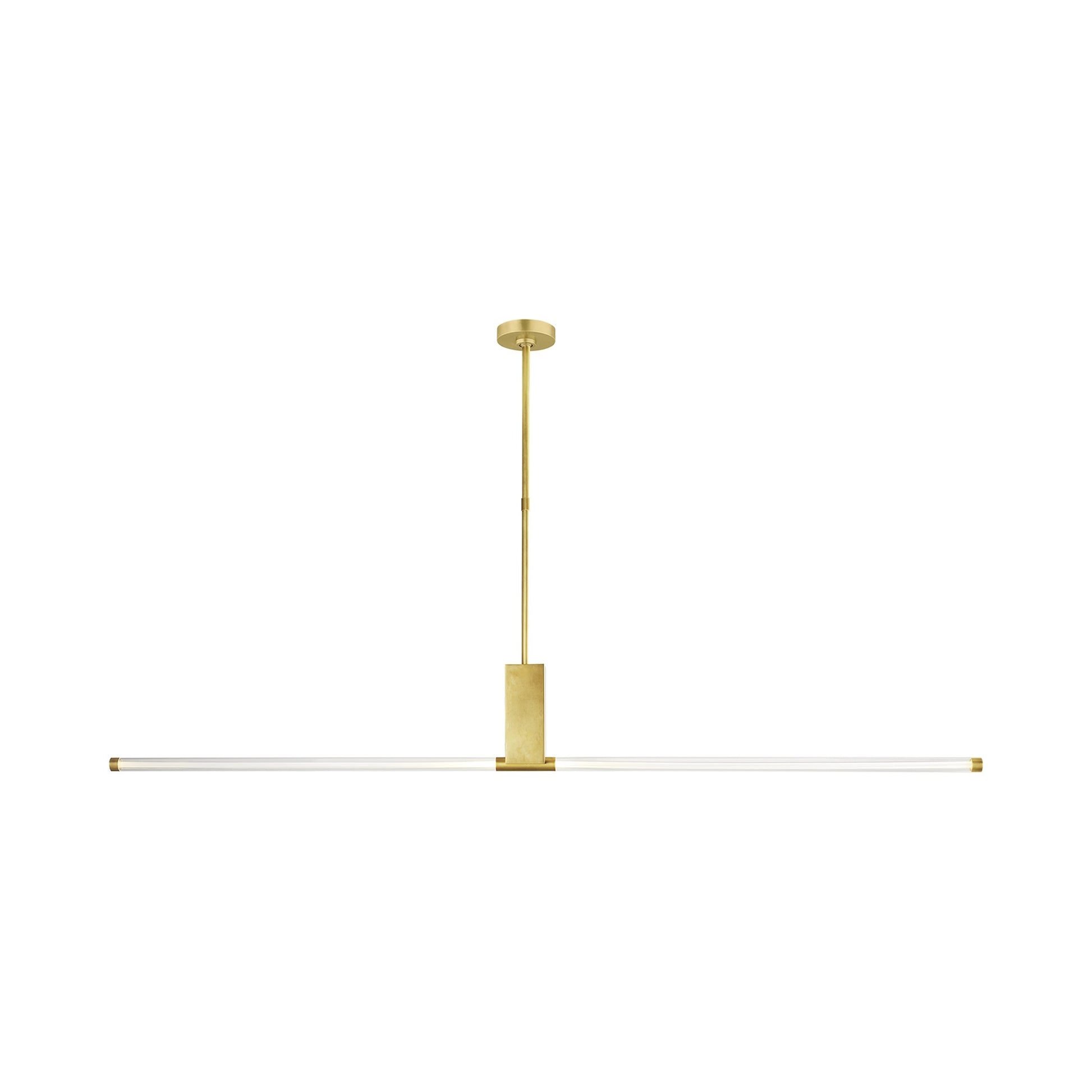 Phobos LED Linear Pendant Light in Natural Brass.