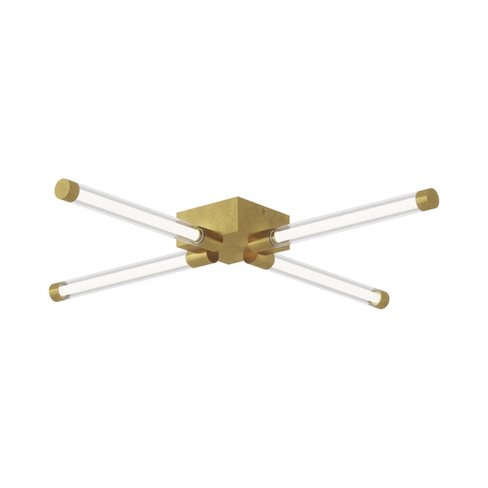 Phobos LED Wide Flush Mount Ceiling Light in Natural Brass.