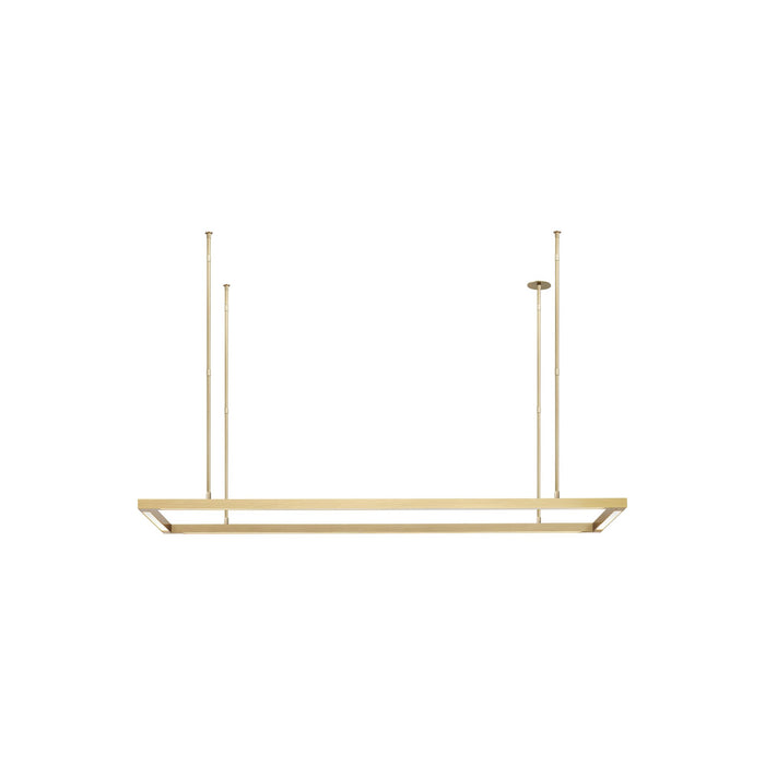 Stagger Halo LED Linear Pendant Light in Natural Brass (50-Inch/Down).