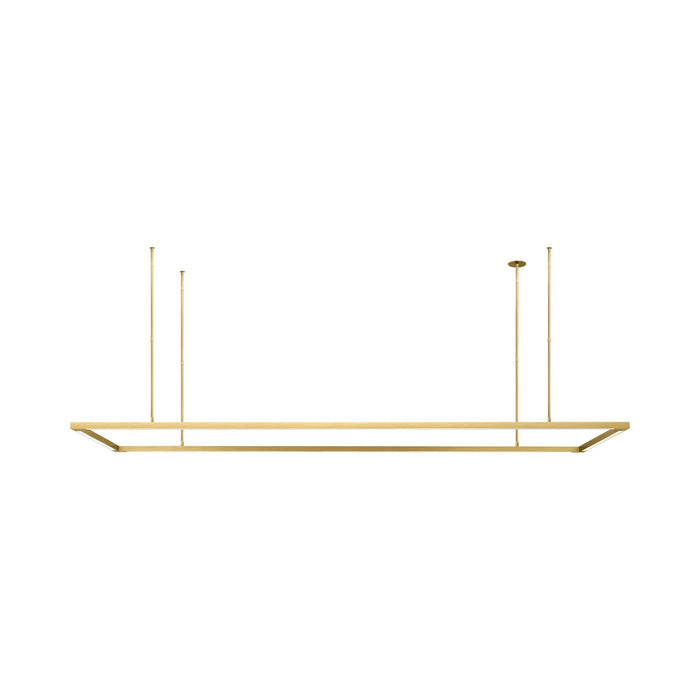 Stagger Halo LED Linear Pendant Light in Natural Brass (84-Inch/Down).