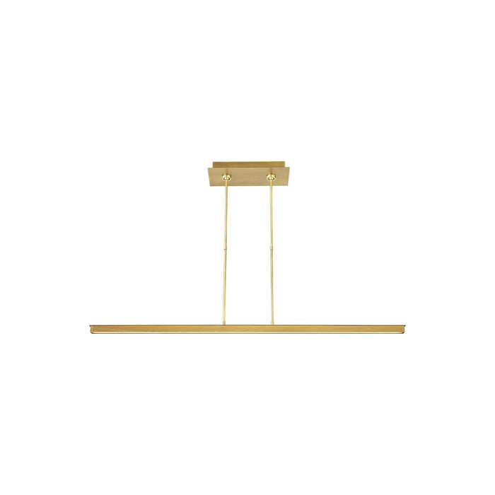 Stagger LED Linear Pendant Light in Natural Brass (48-Inch).