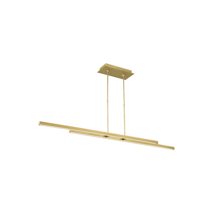 Stagger LED Linear Pendant Light in Natural Brass (60-Inch).