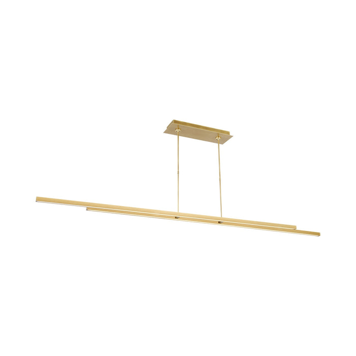 Stagger LED Linear Pendant Light in Natural Brass (84-Inch).