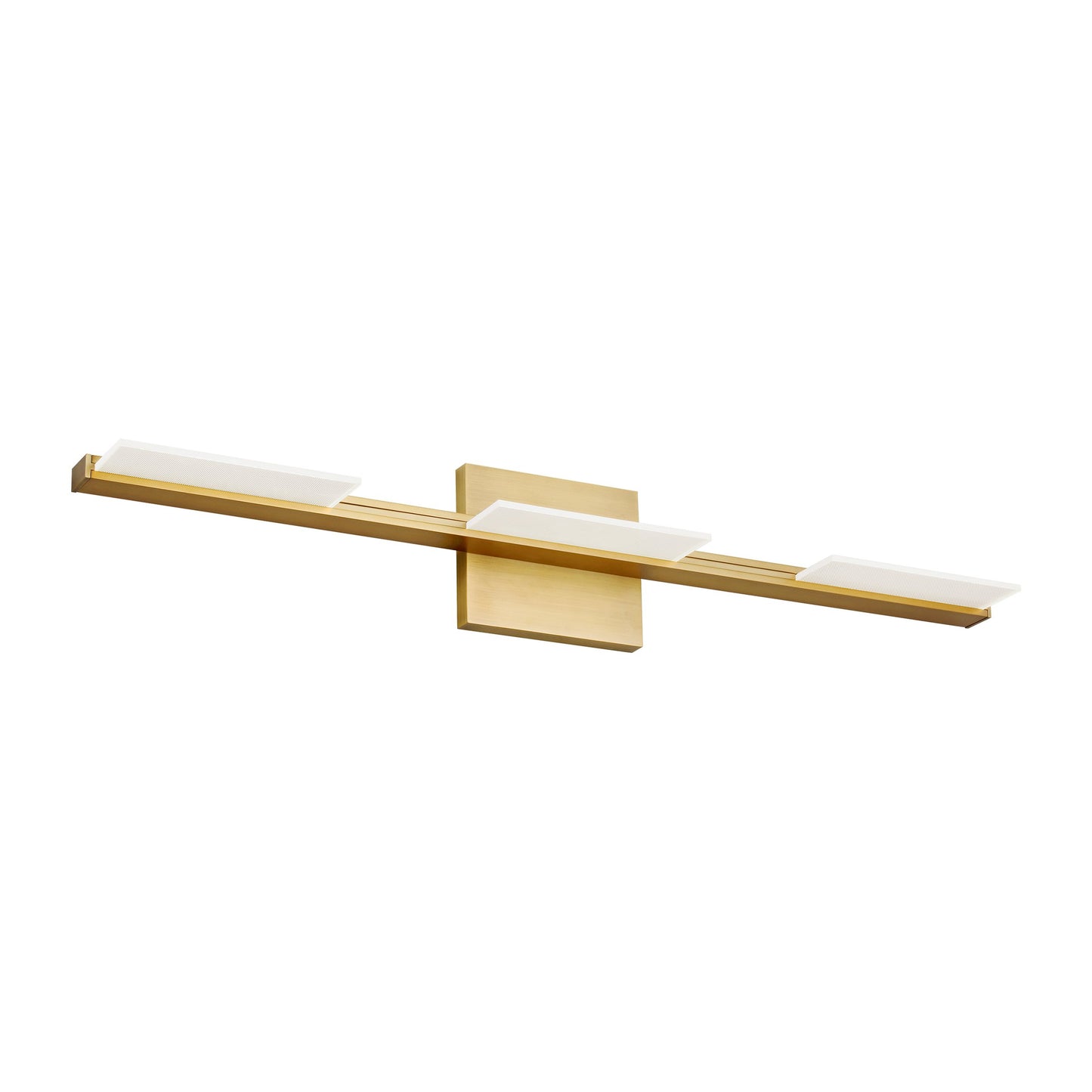Tris LED Bath Vanity Light in Aged Brass.