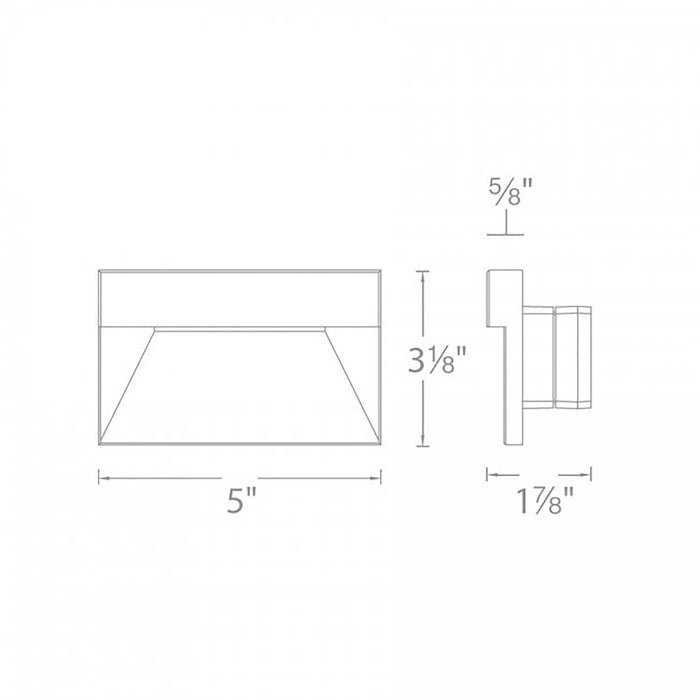Tempered Glass Rectangular LED Step and Wall Light - line drawing.