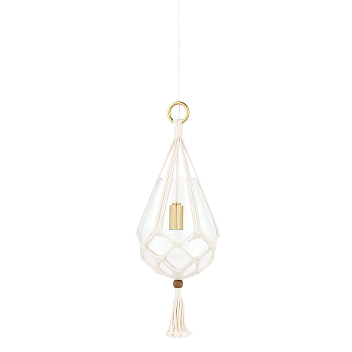 Tessa Pendant Light in Clear and Brass.