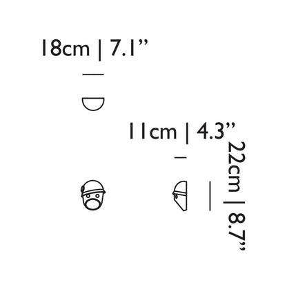 The Party LED Wall Light - line drawing.