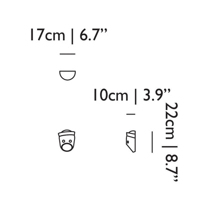 The Party LED Wall Light - line drawing.